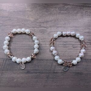 Handmade pink and white matching bracelets